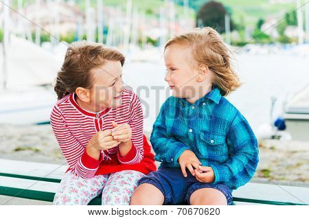 Outdoor portrait of adorable children