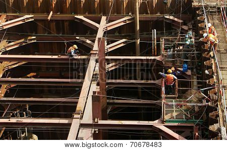 Vietnam Construction Worker Working On Site
