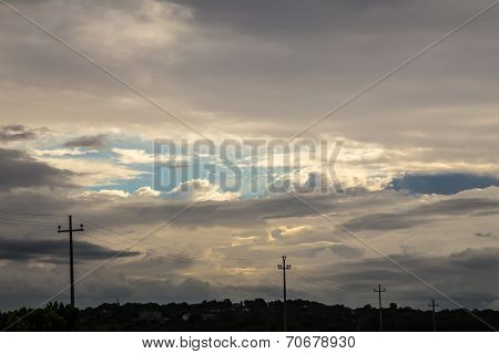 Energy Cable In The Fields Of Italy