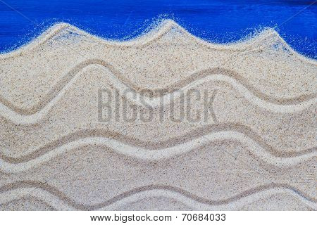 Marine Background Sand Spilled Wooden Table
