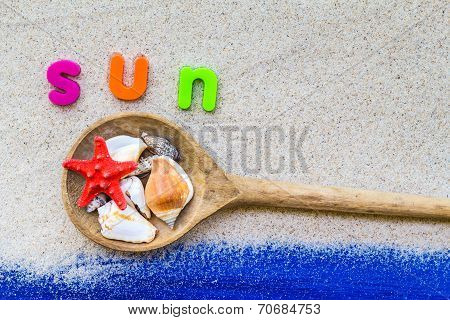 Word Sun Laid Sand Blue Board