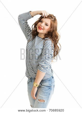 Girl in a striped vest