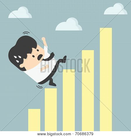 Businessman Falling Down  Graphic Chart