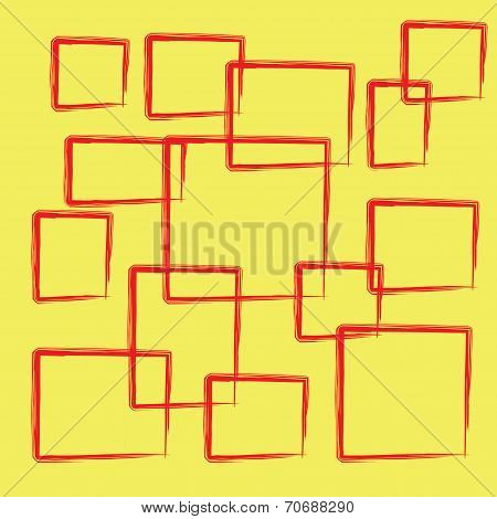 Abstract Red Square On Yellow Background