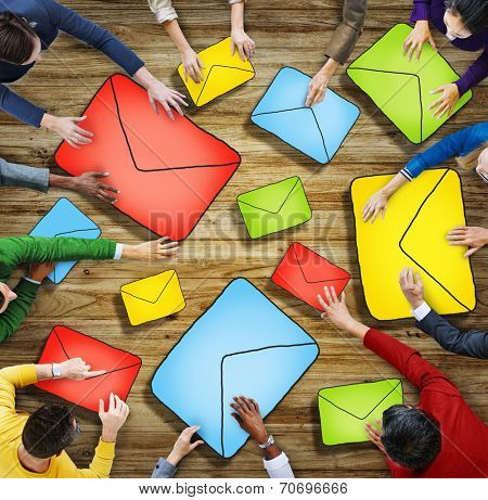 Aerial View of People and E-Mail Concepts