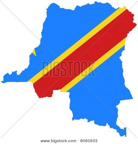 Demokratische Republik Kongo Karte mit Flagge