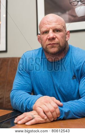 BARNAUL, RUSSIA - November 28, 2014: Jeffrey William Monson, American mixed martial artist, world champion, before the fight with Russian fighter Ilya Sheglov on November 28, 2014 in Barnaul, Russia