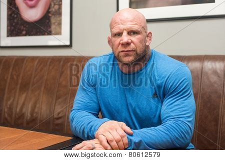 BARNAUL, RUSSIA - November 28, 2014: Jeffrey William Monson, American mixed martial artist, world champion, before the fight with Russian fighter Ilya Sheglov on November 28, 2014 in Barnaul, Russia