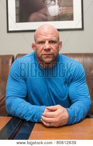 BARNAUL, RUSSIA - November 28, 2014: Jeffrey William Monson, American mixed martial artist, world champion, before the fight with Russian fighter Ilya Sheglov on November 28, 2014 in Barnaul, Russia