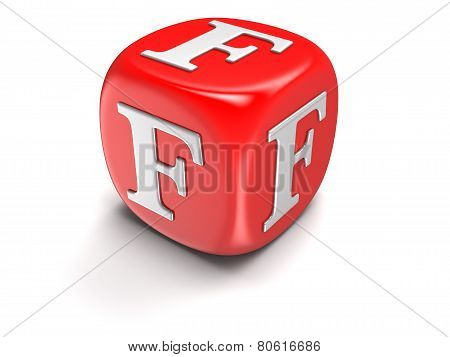 Dice with letter F (clipping path included)