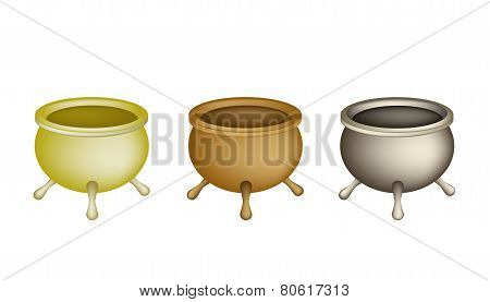 Three Joss Stick Pots on White Background
