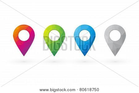 Beautiful Color Cmyk Pins For Determining The Position On The Map