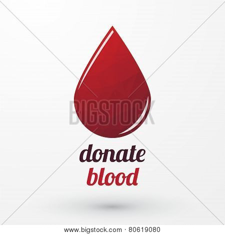 Donate Blood And Red Drop With Shadow