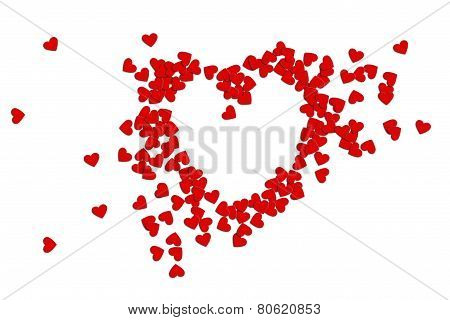 Greeting Card Valentines Day  Paper Hearts On A White Background