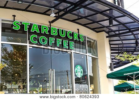 Bangkok, Thailand - January 19, 2015 : Starbucks Coffee Inside Shopping Mall