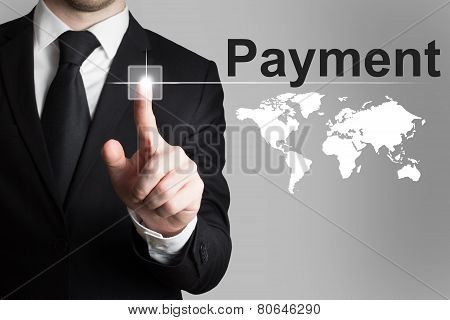 Businessman Pushing Button Payment International Service