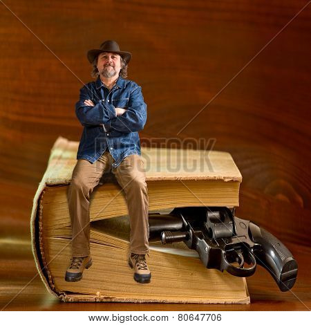 Man Sitting On The Book
