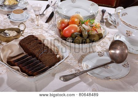 Marinaded Tomatoes And Cucumbers And Salty Cabbage