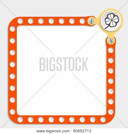 Red Frame For Any Text With Screws And Cloverleaf