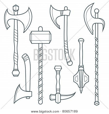 vector cold weapons outline set