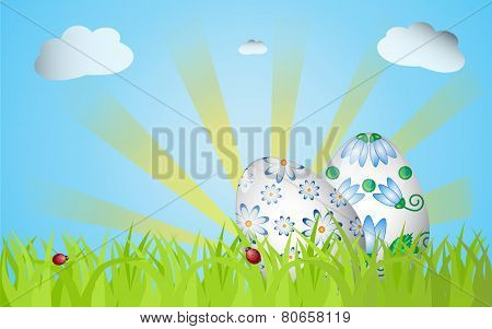 Easter Grass Ang Two Eggs