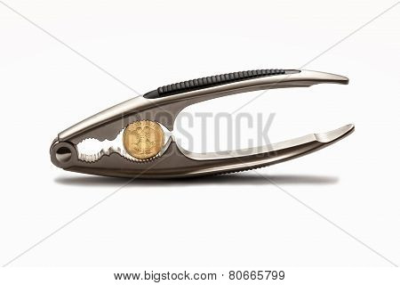 Russian ruble currency under pressure isolated on white