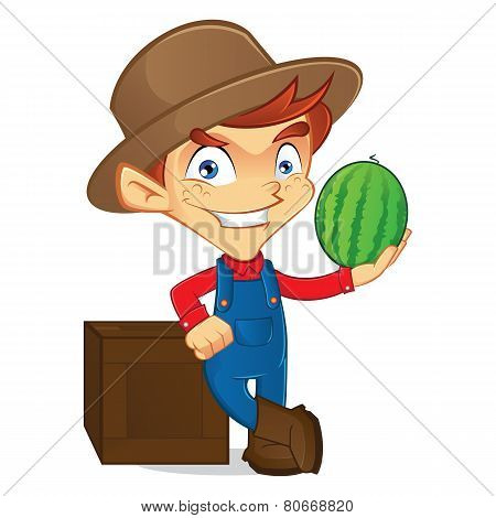 Farmer holding fruit