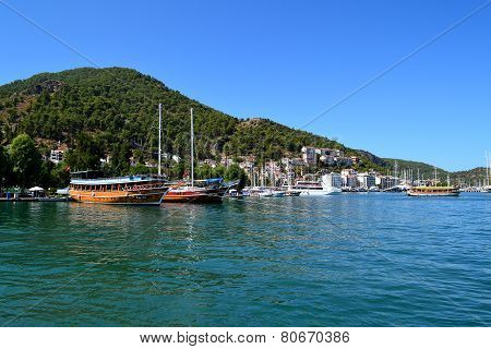 Turkish Pleasure boats on the waterfront, Fethiye, Turkey 21st August 2012