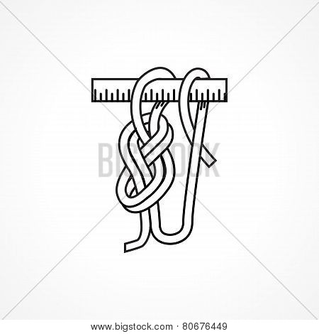 Black line vector icon for rope node