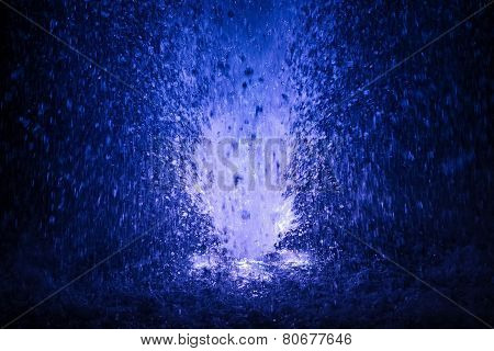 Colorful Fountain Splashes Blue And White Color