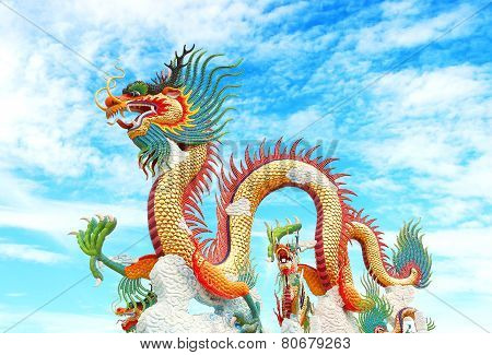 Dragon on the blue sky