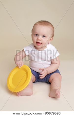 Child With Plate, Baby Eating And Nutrition