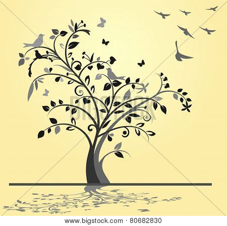Tree On Yellow Background