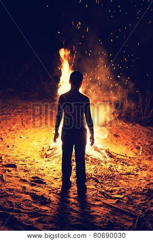 Boy Near A Bonfire