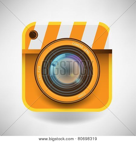 Vector Illustration Of A Single Detailed Camera Icon Isolated On Soft Background