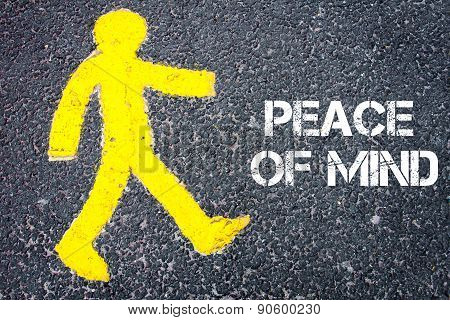 Yellow Pedestrian Figure Walking Towards Peace Of Mind