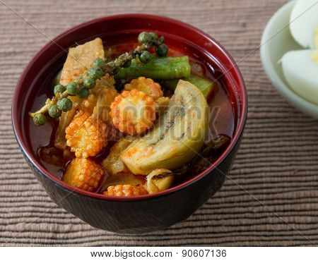 Red Curry And Coconut Milk With Boiled Egg