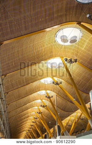 Passengers Walk By At The New Terminal T4 At Barajas Airport