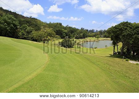 Lake on golf course at the Constance Lemuria Resort.