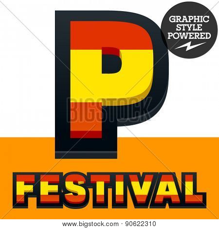 Vector set of Spain flag alphabet. File contains graphic styles available in Illustrator. Letter P