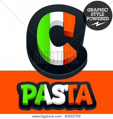 Vector set of Italian flag alphabet. File contains graphic styles available in Illustrator. Letter C