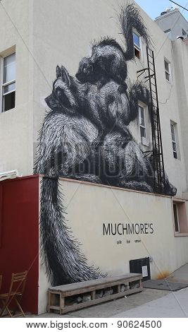 Mural art by Belgian Artist Roa at East Williamsburg in Brooklyn.