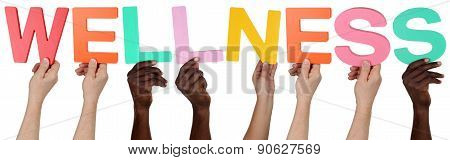 Multi Ethnic Group Of People Holding The Word Wellness