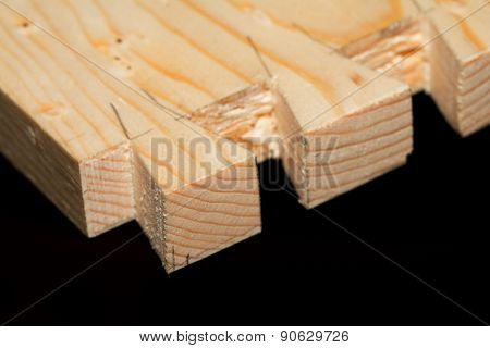 Closeup of handmade dovetails