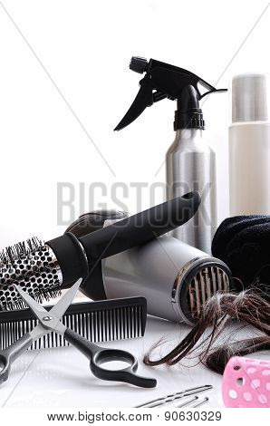 Vertical Composition Hairdressing Tools Isolated