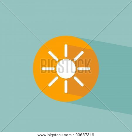 Flat icon sun on blue background