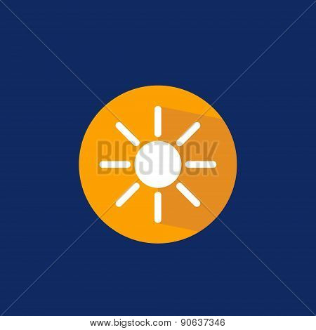 Flat icon sun on blue background