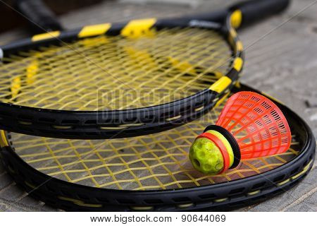 Shuttlecock on speedminton racket