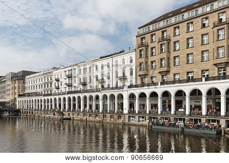 People Sitting At Terraces  In Hamburg, Germany