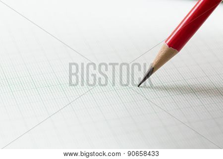 Graph Paper With Red Pencil